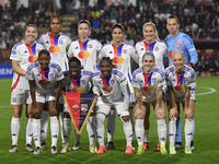 Olympique Lyonnais players pose for a team photo during Group A - Day 3 of the UEFA Women's Champions League 2023/24 between A.S. Roma and O...