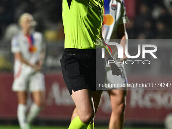 Referee Abigail Byrne (ENG) officiates during Group A - Day 3 of the UEFA Women's Champions League 2023/24 match between A.S. Roma and Olymp...