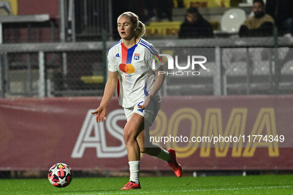 Lindsey Horan of Olympique Lyonnais is in action during Group A - Day 3 of the UEFA Women's Champions League 2023/24 between A.S. Roma and O...