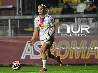 Lindsey Horan of Olympique Lyonnais is in action during Group A - Day 3 of the UEFA Women's Champions League 2023/24 between A.S. Roma and O...