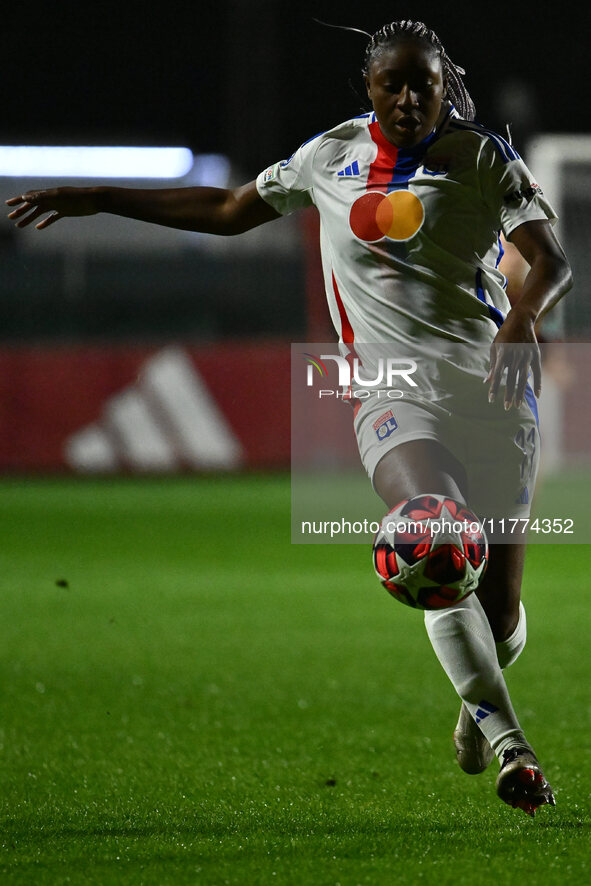 Kadidiatou Diani of Olympique Lyonnais is in action during Group A - Day 3 of the UEFA Women's Champions League 2023/24 between A.S. Roma an...