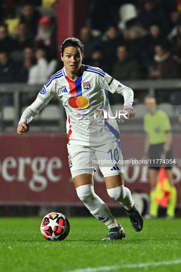 Dzsenifer Marozsan of Olympique Lyonnais is in action during Group A - Day 3 of the UEFA Women's Champions League 2023/24 between A.S. Roma...