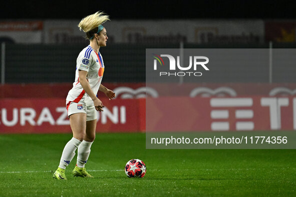 Ellie Carpenter of Olympique Lyonnais is in action during Group A - Day 3 of the UEFA Women's Champions League 2023/24 between A.S. Roma and...