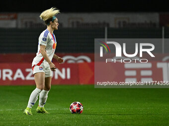 Ellie Carpenter of Olympique Lyonnais is in action during Group A - Day 3 of the UEFA Women's Champions League 2023/24 between A.S. Roma and...