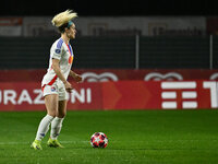 Ellie Carpenter of Olympique Lyonnais is in action during Group A - Day 3 of the UEFA Women's Champions League 2023/24 between A.S. Roma and...