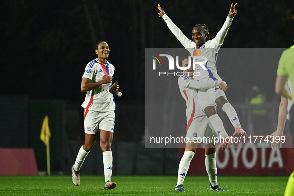 Melchie Dumornay of Olympique Lyonnais celebrates after scoring the goal to make it 0-2 during Group A - Day 3 of the UEFA Women's Champions...