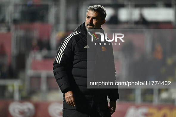 Alessandro Spugna coaches A.S. Roma Femminile during Group A - Day 3 of the UEFA Women's Champions League 2023/24 between A.S. Roma and Olym...