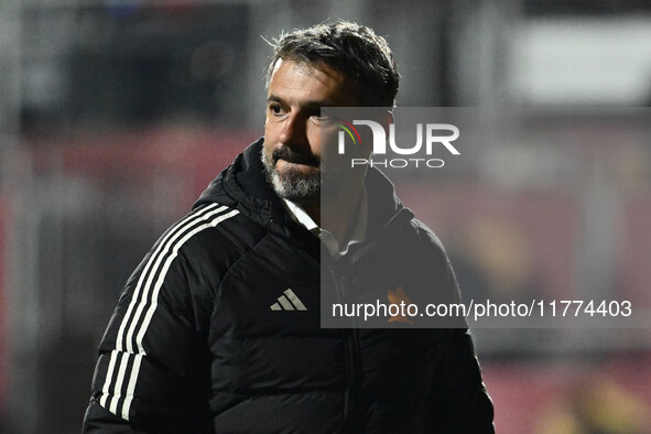 Alessandro Spugna coaches A.S. Roma Femminile during Group A - Day 3 of the UEFA Women's Champions League 2023/24 between A.S. Roma and Olym...