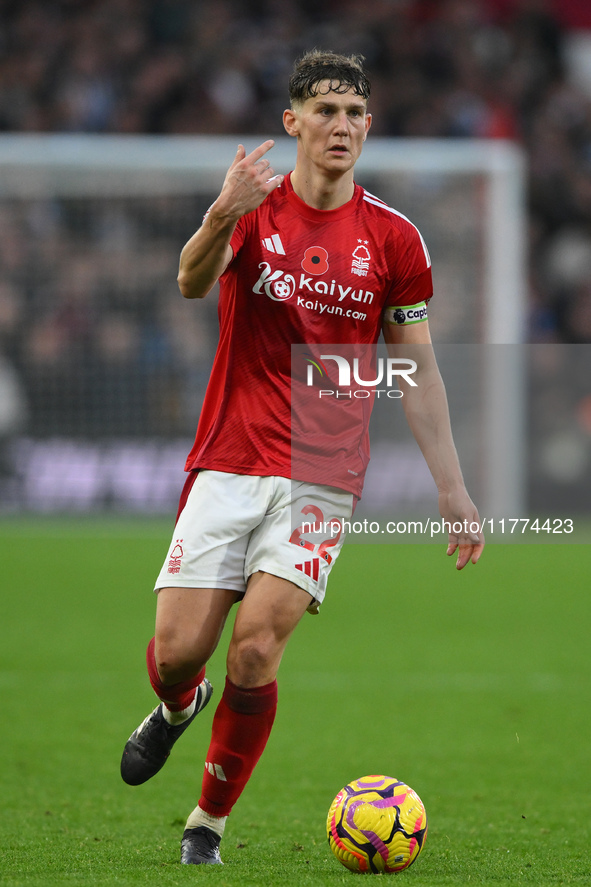 Ryan Yates of Nottingham Forest gestures during the Premier League match between Nottingham Forest and Newcastle United at the City Ground i...