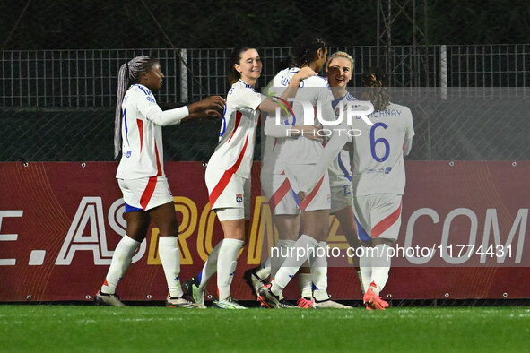 Vanessa Gilles of Olympique Lyonnais celebrates after scoring the goal to make it 0-3 during Group A - Day 3 of the UEFA Women's Champions L...