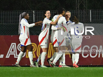 Vanessa Gilles of Olympique Lyonnais celebrates after scoring the goal to make it 0-3 during Group A - Day 3 of the UEFA Women's Champions L...