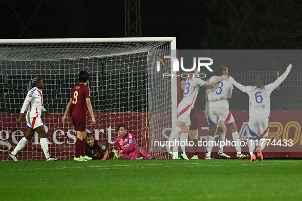 Vanessa Gilles of Olympique Lyonnais celebrates after scoring the goal to make it 0-3 during Group A - Day 3 of the UEFA Women's Champions L...