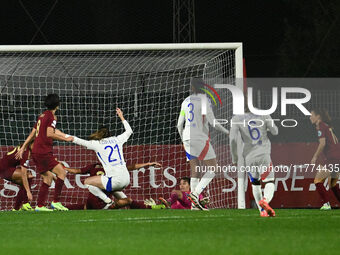 Vanessa Gilles of Olympique Lyonnais scores the goal for 0-3 during Group A - Day 3 of the UEFA Women's Champions League 2023/24 between A.S...