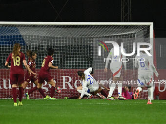 Vanessa Gilles of Olympique Lyonnais scores the goal for 0-3 during Group A - Day 3 of the UEFA Women's Champions League 2023/24 between A.S...