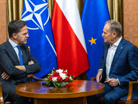 NATO Secretary General Mark Rutte and Polish Prime Minister Donald Tusk during their meeting  in Warsaw, Poland on November 13, 2024. (