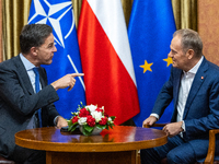 NATO Secretary General Mark Rutte and Polish Prime Minister Donald Tusk during their meeting  in Warsaw, Poland on November 13, 2024. (