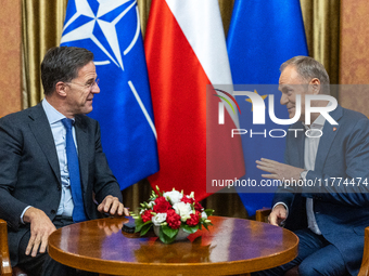 NATO Secretary General Mark Rutte and Polish Prime Minister Donald Tusk during their meeting  in Warsaw, Poland on November 13, 2024. (