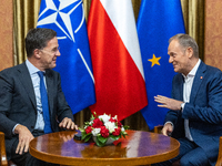 NATO Secretary General Mark Rutte and Polish Prime Minister Donald Tusk during their meeting  in Warsaw, Poland on November 13, 2024. (