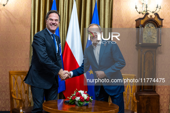 NATO Secretary General Mark Rutte and Polish Prime Minister Donald Tusk during their meeting  in Warsaw, Poland on November 13, 2024. 