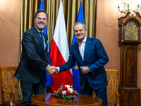 NATO Secretary General Mark Rutte and Polish Prime Minister Donald Tusk during their meeting  in Warsaw, Poland on November 13, 2024. (