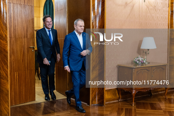 NATO Secretary General Mark Rutte and Polish Prime Minister Donald Tusk during their meeting  in Warsaw, Poland on November 13, 2024. 