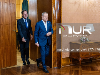 NATO Secretary General Mark Rutte and Polish Prime Minister Donald Tusk during their meeting  in Warsaw, Poland on November 13, 2024. (