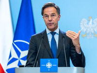 NATO Secretary General Mark Rutte at the press conference after his meeting with Polish Prime Minister Donald Tusk in Warsaw, Poland on Nove...