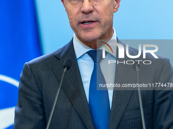 NATO Secretary General Mark Rutte at the press conference after his meeting with Polish Prime Minister Donald Tusk in Warsaw, Poland on Nove...