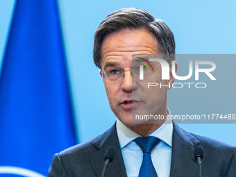 NATO Secretary General Mark Rutte at the press conference after his meeting with Polish Prime Minister Donald Tusk in Warsaw, Poland on Nove...