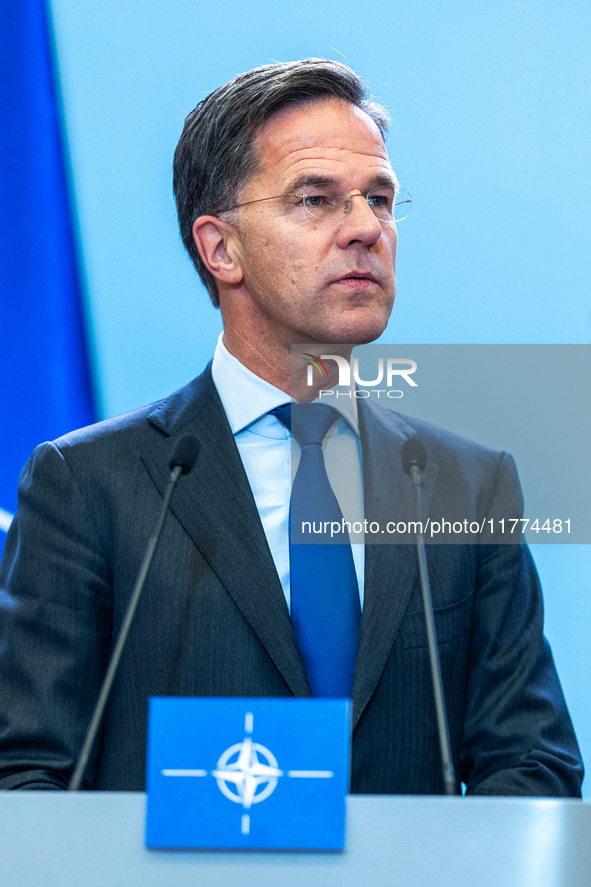 NATO Secretary General Mark Rutte at the press conference after his meeting with Polish Prime Minister Donald Tusk in Warsaw, Poland on Nove...