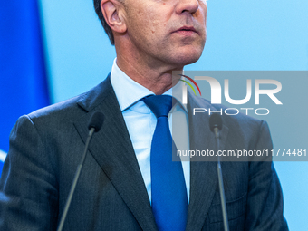 NATO Secretary General Mark Rutte at the press conference after his meeting with Polish Prime Minister Donald Tusk in Warsaw, Poland on Nove...