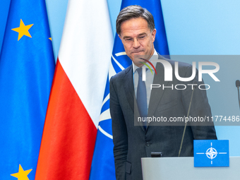 NATO Secretary General Mark Rutte at the press conference after his meeting with Polish Prime Minister Donald Tusk in Warsaw, Poland on Nove...