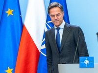 NATO Secretary General Mark Rutte at the press conference after his meeting with Polish Prime Minister Donald Tusk in Warsaw, Poland on Nove...