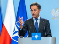 NATO Secretary General Mark Rutte at the press conference after his meeting with Polish Prime Minister Donald Tusk in Warsaw, Poland on Nove...