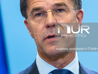 NATO Secretary General Mark Rutte at the press conference after his meeting with Polish Prime Minister Donald Tusk in Warsaw, Poland on Nove...