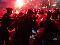 Protestors clash with French gendarmes during a rally organized by political parties (La France Insoumise - LFI, Les Ecologistes - EELV, and...