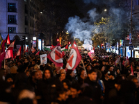 Protesters hold placards and wave Palestinian flags during a rally organized by political parties (La France Insoumise - LFI, Les Ecologiste...