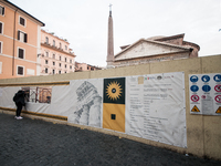 Tourists walk through Piazza del Pantheon in Rome, Italy, on November 13, 2024. The square is partially closed to the public due to renovati...