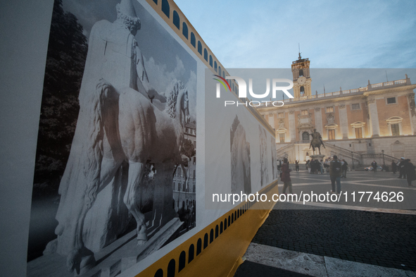 View of Piazza del Campidoglio in Rome, Italy, on November 13, 2024. The square is partially closed to the public due to renovation works fi...