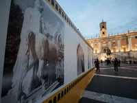 View of Piazza del Campidoglio in Rome, Italy, on November 13, 2024. The square is partially closed to the public due to renovation works fi...