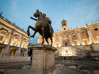 View of Piazza del Campidoglio in Rome, Italy, on November 13, 2024. The square is partially closed to the public due to renovation works fi...