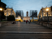 View of Piazza del Campidoglio in Rome, Italy, on November 13, 2024. The square is partially closed to the public due to renovation works fi...