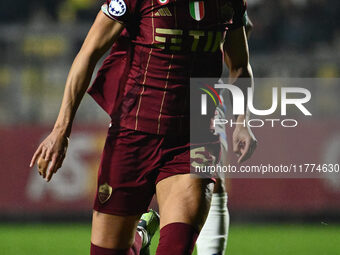 Sanne Troelsgaard of A.S. Roma Femminile is in action during Group A - Day 3 - UEFA Women's Champions League 2023/24 between A.S. Roma and O...