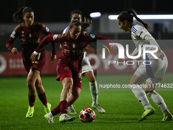 Alice Corelli of A.S. Roma Femminile is in action during Group A - Day 3 of the UEFA Women's Champions League 2023/24 between A.S. Roma and...