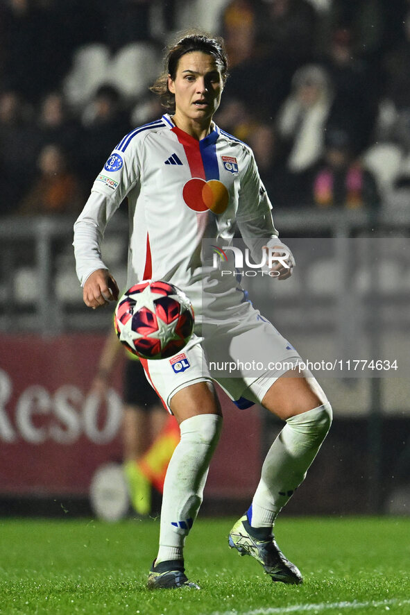 Dzsenifer Marozsan of Olympique Lyonnais is in action during Group A - Day 3 of the UEFA Women's Champions League 2023/24 between A.S. Roma...