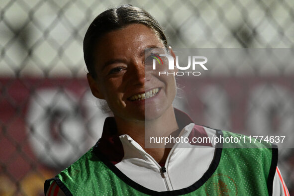 Verena Hanshaw of A.S. Roma Femminile participates in Group A - Day 3 of the UEFA Women's Champions League 2023/24 between A.S. Roma and Oly...