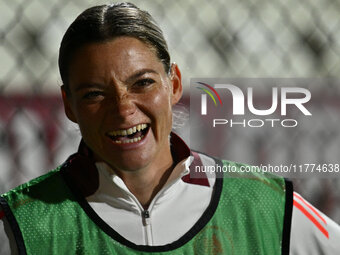 Verena Hanshaw of A.S. Roma Femminile participates in Group A - Day 3 of the UEFA Women's Champions League 2023/24 between A.S. Roma and Oly...