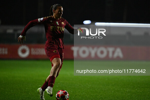 Alice Corelli of A.S. Roma Femminile is in action during Group A - Day 3 of the UEFA Women's Champions League 2023/24 between A.S. Roma and...