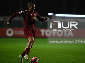 Alice Corelli of A.S. Roma Femminile is in action during Group A - Day 3 of the UEFA Women's Champions League 2023/24 between A.S. Roma and...