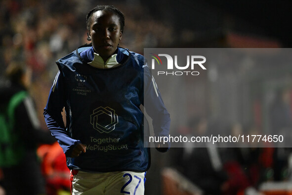 Vicki Becho of Olympique Lyonnais participates in Group A - Day 3 - UEFA Women's Champions League 2023/24 match between A.S. Roma and Olympi...